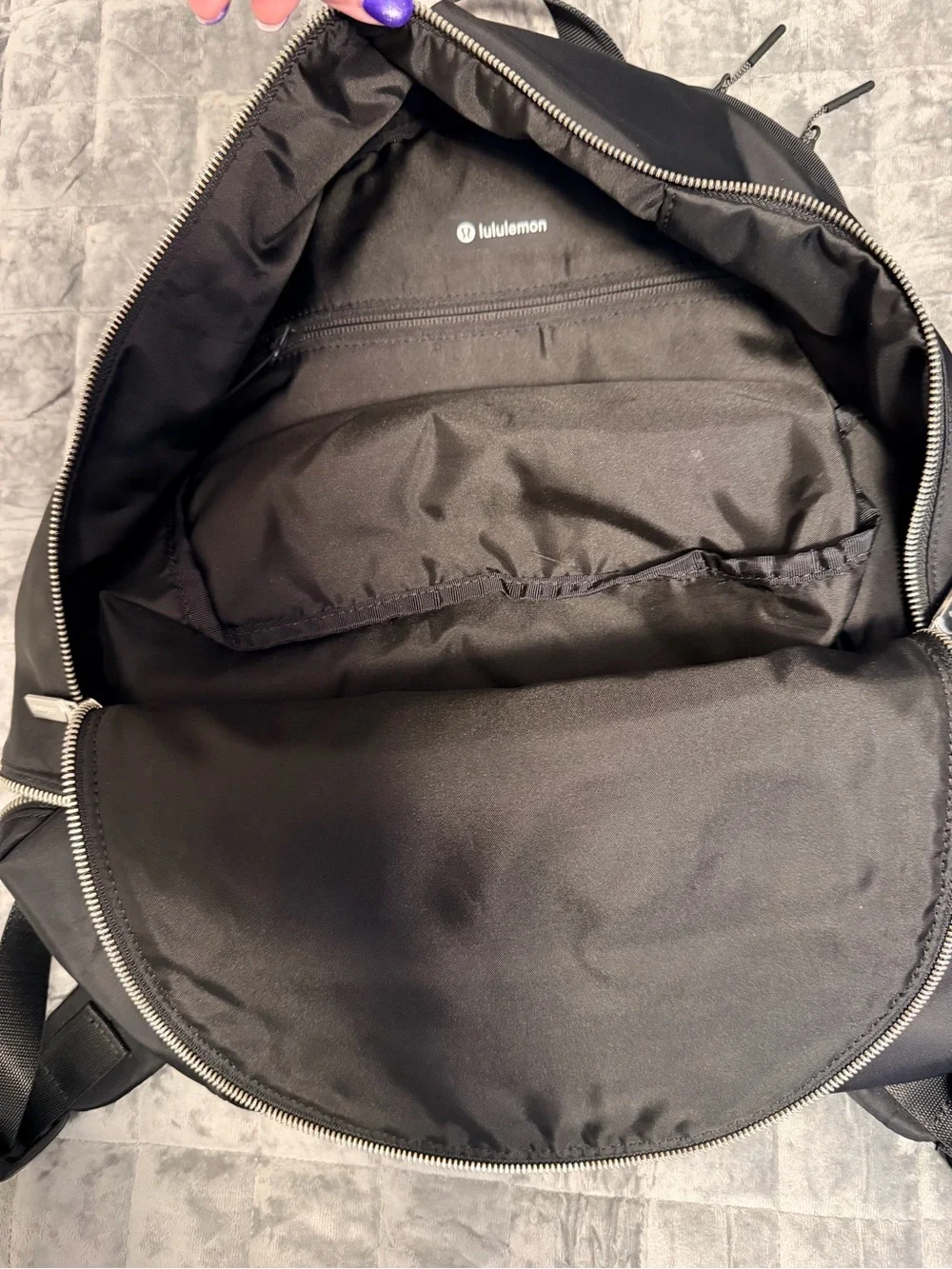lululemon athletica Black Minimalist Backpack with Silver Accents